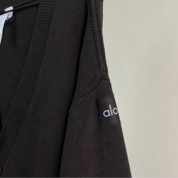 ALO Yoga Olive Brown Button-Front Cardigan Sweater - Picture 8 of 9